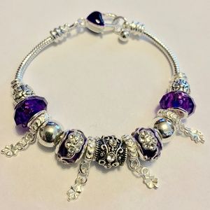 Crystal Charm Silver Color Bracelets & Bangles